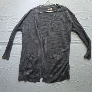 Knox Rose Charcoal Gray Open-Front Knit Cardigan